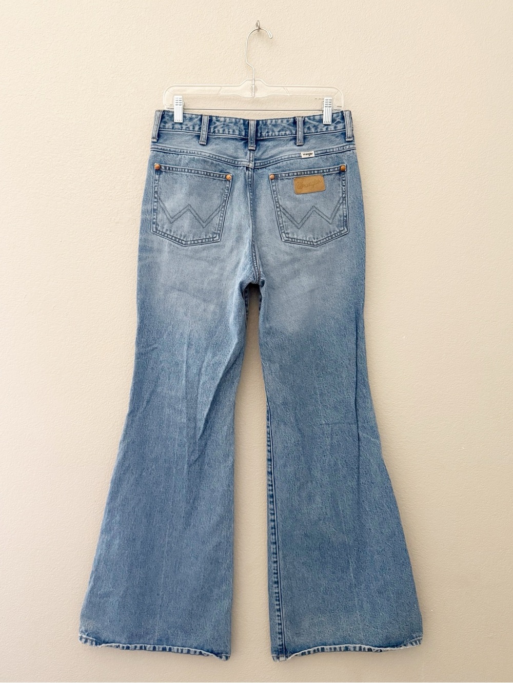 Wrangler Wanderer 622 Flare Bell Bottom Jeans 28 Denim Blue Western Boho 70s - Picture 7 of 13